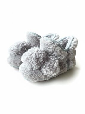 Joe Fresh Plush Pom-Pom Baby Slippers - Light Gray
